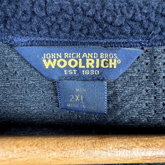 Woolrich Swearer Size 2XL Blue Sherpa Polartec Fleece V Neck Pullover Classic - Picture 3 of 5